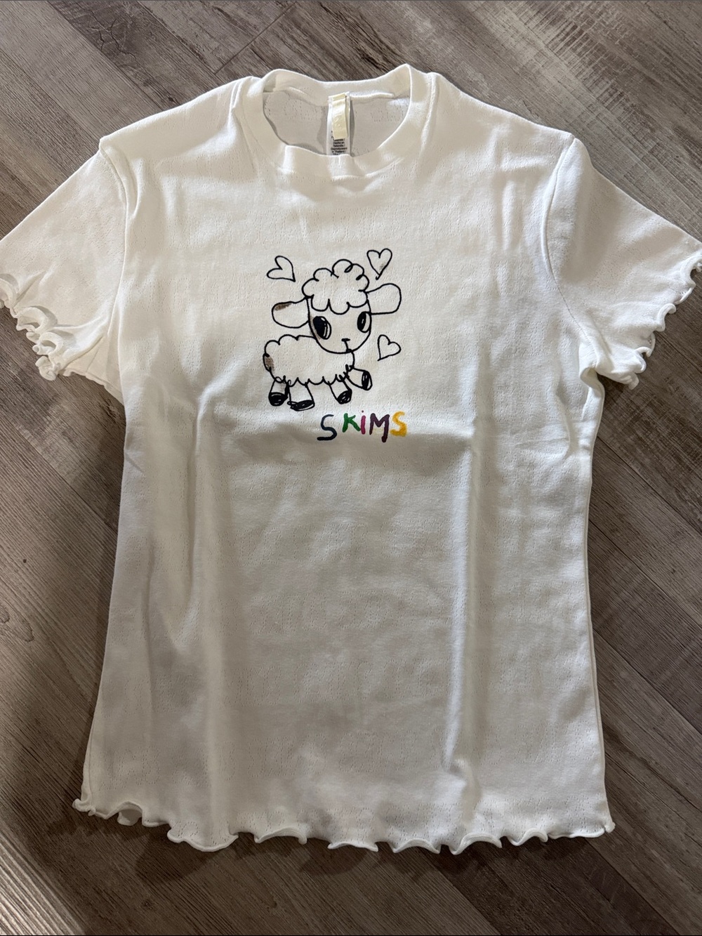SKIMS White Kids Lamb Graphic Short Sleeve Tee